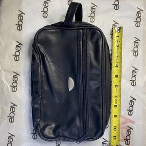 Samsonite Black Faux Leather Toiletry Travel Bag Dopp Kit Organizer